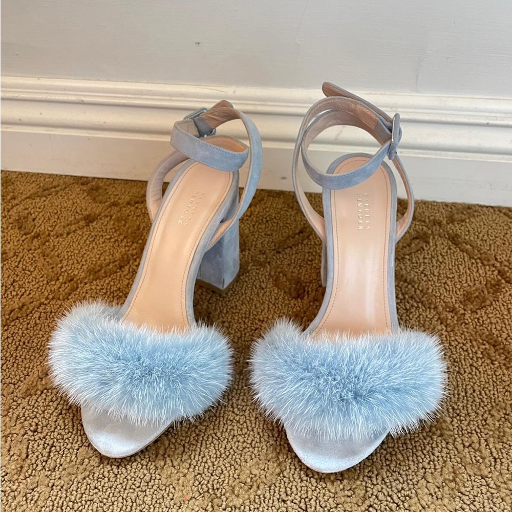 Light blue suede heels